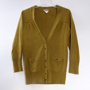 J CREW 100% Cashmere Femme Cardigan Sweater XS V Neck Warm Olive